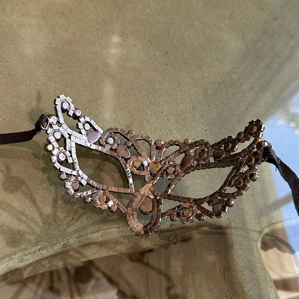Vintage Black Crystal Filigree Eye Mask